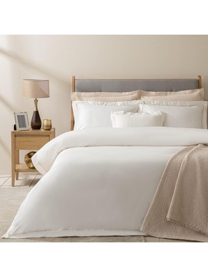 TeknoKapsül EDELINE%100 Pamuk Extra King Size Nevresim Seti 260X220 cm Ekru
