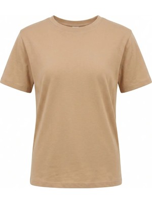 Kiagu Erkek Çocuk T-Shirt Bej Kısa Kol Tişört Basic Terletmeyen Esnek Kumaş %100 Pamuklu Mevsimlik Tshirt Düz Baskısız (2-13 Yaş)