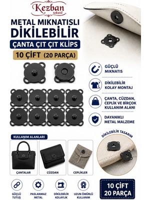 Kezban Tekstil Mıknatıslı Dikilebilir Çanta Çıtçıt Klips 10 Adet Fiyatı