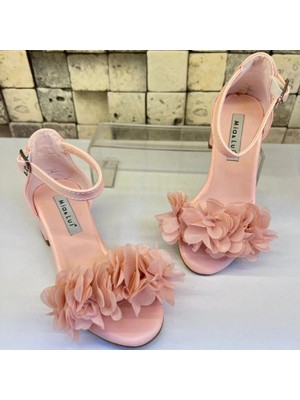 Dereff Gül Detay Özel Gün Topuklu Ayakkabı (Pembe) 35
