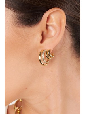 New Obsessions Emaline Sıralı Gold Küpe