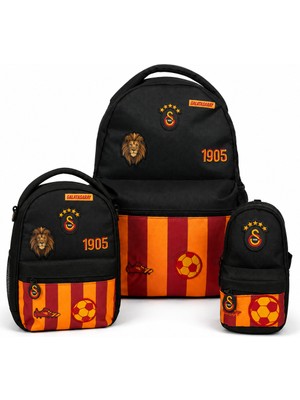 Galatasaray Lisanslı 1905 3’lü Okul Çantası Seti – Okul Çantası + Beslenme Çantası + Kalem Çantası Siyah Sarı Kırmızı