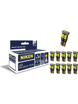 TeknoKapsül Niken LED Ampul T10 Canbus Park Ledi 18 Ledli 6500K Beyaz 12V-24V 10'lu Paket