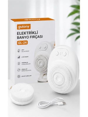 Azurtech Gl-24 Elektrikli Banyo Fırçası 3 Hızlı, Ayarlanabilir Saplı, Değiştirilebilir Fırçalı, Ipx7 Su Geçirmez