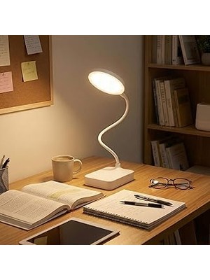 TeknoKapsül Amber LED Şarjlı, 3 Kademe Dokunmatik Parlaklık Ayarlı, 4000K Renkli Çocuk ve Çalışma Masası Için Esnek Gövdeli Masa Lambası (Model 2)