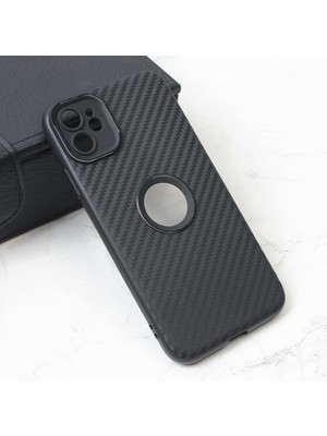 TeknoKapsül iPhone 11 ile Uyumlu Siyah Carbon Görünümü Veren Fit Ince Yapılı Kamera Korumalı Kampanya Fiyatlı Silikon Kılıf