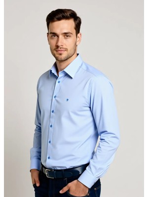 Pierre Cardin Erkek Mavi Regular Fit Uzun Kollu Basic Gömlek 50325337-VR036
