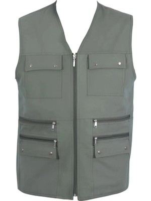 Gambia Outdoor's Erkek Keten Kumaş Avcı Yelek Çok Cepli Baba Yazlık