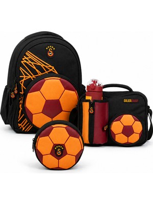 Galatasaray Lisanslı Futbol Topu Temalı 3’lü Okul Çantası Seti – Okul Çantası + Beslenme Çantası + Kalem Çantası Siyah Sarı Kırmızı