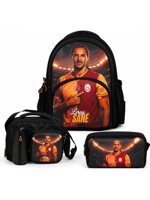 Galatasaray Lisanslı Leroy Sane 3’lü Okul Çantası Seti – Okul Çantası + Beslenme Çantası + Kalem Çantası Siyah