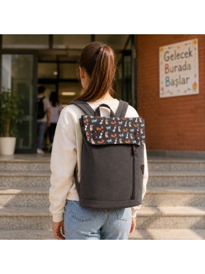 Biggdesign Dogs Vintage Su Geçirmez Kumaşlı Okul Sırt Çantası 15 inç Laptop Uyumlu Gri Tek Parça