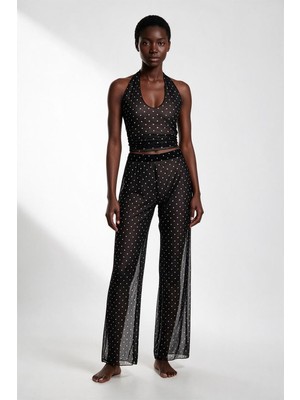 Aquella Desenli Tül Crop Top-Pantolon Takım