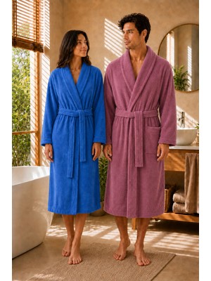 Luna Sacra %100 Bambu Unisex Nakışlı Işlemeli Şal Yaka Yetişkin Bornoz - Çeyiz Seti