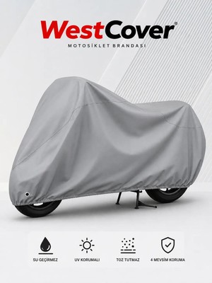 WestCover Vespa  Sprint S 150 Gri Kilit Uyumlu-Motosiklet Brandası,su Geçirmez Uvli Motor Örtüsü Bağlantı Klipsli Taşıma Çantalı.