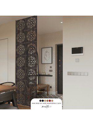 Makta ® Perde Paravan | Lazer Kesim Ahşap Sarkıt Seperatör, 4'lü Panel Levha Seti