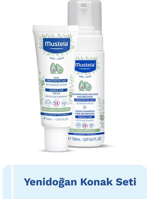 Mustela Yenidoğan Köpük Şampuan 150ml ve Saç Pullanma Karşıtı Krem 40ml Göz Yakmayan Formül ile Hassas Ciltler İçin