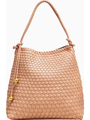 By Anthropologie Örgü Dokulu Düğümlü Askılı Bucket Çanta