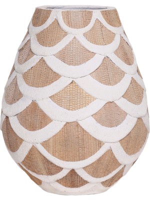 Yargıcı Muz Ağacı Yaprağı Detaylı Terakota VAZO(27X32 Cm)