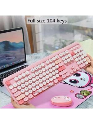Rabbit Tech Renkli Daktilo Tarzı Hello Bear Vintage Mekanik Klavye Mouse Pc Laptop Uyumlu Kablosuz