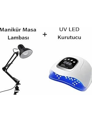 TeknoKapsül Fontenay Manikür Masa Lambası + Uv LED Kurutucu Seti, Beyaz