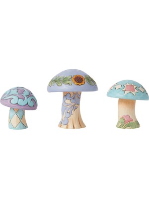 TeknoKapsül Enesco Jim Shore Heartwood Creek Nature's Meadow Mushrooms Minyatür Heykelcik Seti, 6,5 Cm, Çok Renkli
