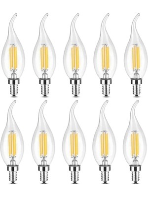 Ayrex Cata CT-4064 10'lu Paket Kıvrık LED Rustik Ampul - 7W E14 Ince Duy, Dekoratif Avize Ampulü