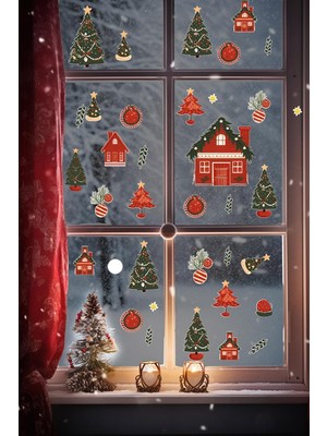 Ayrex Christmas Stickerları, Noel Baba ve Yılbaşı Temalı Çocuk Odası Dekorasyon Seti, Kendind