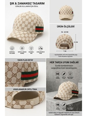 Özkurt Ticaret Unisex Monogram Desenli Cırtlı Ayarlanabilir Spor Kasket Şapka (Premium Seri)