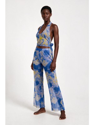 Aquella Desenli Tül Crop Top-Pantolon Takım