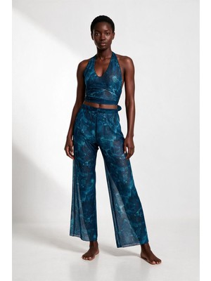 Aquella Desenli Tül Crop Top-Pantolon Takım