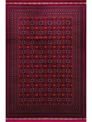 Eko Halı Sateen Afghan 02 Red Premium Yıkanabilir Afgan Desenli Kaymaz Taban Ince Dokuma Halı
