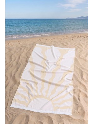 Soley Hella | %100 Pamuk Saçaklı Plaj Havlusu | 80X150 cm (Sarı)