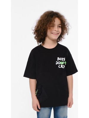 Doctor Junior Siyah Erkek Çocuk Baskılı Comfort Fit T-Shirt