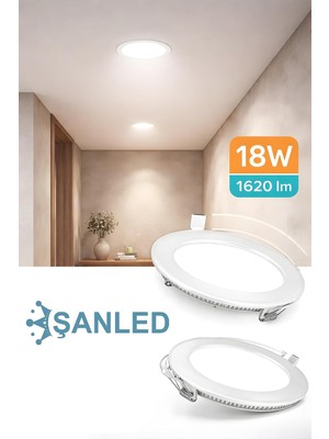 Ayrex 18W Tasarruflu LED Yuvarlak Beyaz/gün Işık Sıva Altı Slim Panel Tavan Aydınlatma Armatü