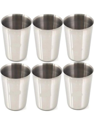 Ayrex Biodata 6 Adet Set Standart Boy 220CC Paslanmaz Çelik Bardak Metal Su Çay Bardağı Kırıl