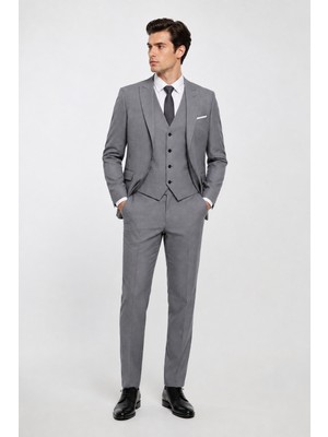 Bihan Store Erkek 6 Drop Slim Fit Yelekli Takım Elbise – Ceket Pantolon ve Yelek 63120