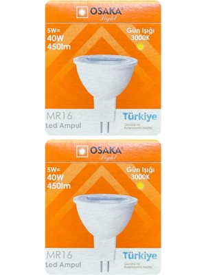 Ayrex LED Çanak Ampul, 5W (40W), Sarı Işık 3000K, MR16 G4 Duylu, 2 Adet