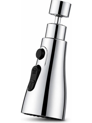 Umiya 360° Hareketli Krom Musluk Başlığı – Sprey ve Duş Modlu Su Tasarruflu Evye Aparatı