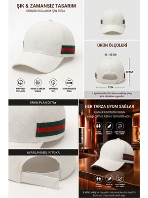 Özkurt Ticaret Unisex Monogram Desenli Cırtlı Ayarlanabilir Spor Kasket Şapka (Premium Seri)
