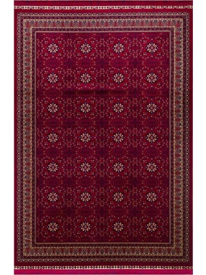 Eko Halı Sateen Afghan 03 Red Premium Yıkanabilir Afgan Desenli Kaymaz Taban Ince Dokuma Halı