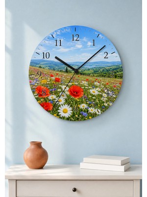 AA Shop Doğa ve Manzara Desenli Dekoratif Baskılı Ahşap Duvar Saati 45 cm Sessiz Akar Mekanizma 874