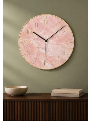 AA Shop Lüks Mermer Desenli Baskılı Dekoratif Baskılı Ahşap Duvar Saati 45 cm Sessiz Akar Mekanizma 878