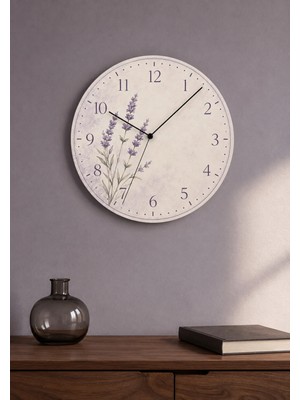 AA Shop Dekoratif Baskılı Ahşap Botanik Desenli Duvar Saati Sessiz Akar Mekanizmalı Modern Çiçek ve Yaprak 824