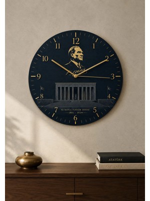 AA Shop Atatürk Temalı Baskılı Dekoratif Baskılı Ahşap Duvar Saati Sessiz Akar Mekanizmalı 811