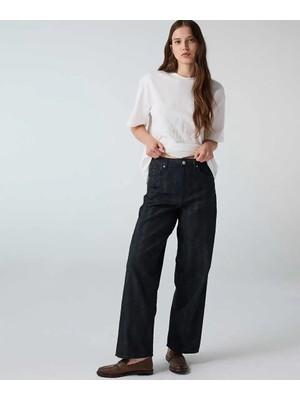 İpekyol Çizgi Desen Barrel Fit Jean Pantolon IW6260018032001