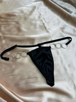 Kadın Siyah Halka Detaylı String Külot - MILEXI2978-8727