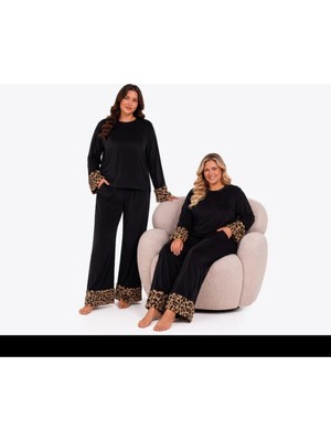 Yare Büyük Beden Kadife Peluş Kollu Pijama Takımı