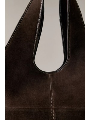 Anthropologie By Anthropologie Kontrast Suni Süet ve Suni Deri Tote Çanta
