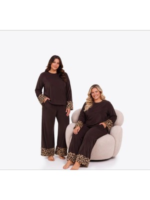 Yare Büyük Beden Kadife Peluş Kollu Pijama Takımı