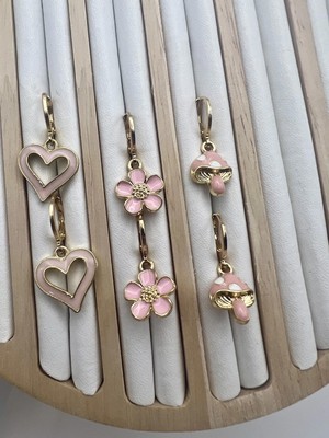 Badiva.co 6lı Küpe Kalp+Mantar+Çiçek